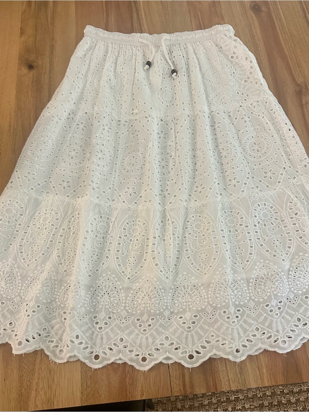 White Eyelet Midi Skirt NWT